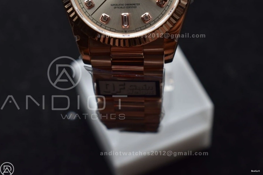 Silver RG vr3255 QF Diamond 904L with Weight) Square on (Gain Bracelet 36 Best Edition DayDate Dial V5 President Steel 0510